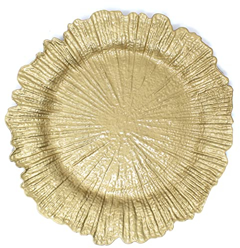 Set di 6 piastre di ricarica in plastica per barriera corallina, con finitura lucida, spesse e riutilizzabili, colore oro