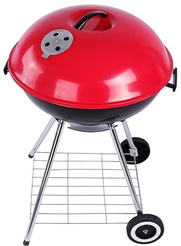 Ved 17 pollici Essential Kettle Barbecue BBQ Grill all'aperto con ruote | Carrello portatile per carbone rotondo, sfiato regolabile, grigliate all'aperto, campeggio, gite in spiaggia, barbecue.
