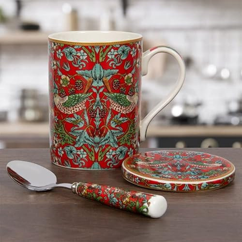 lesser and pavey LP95114 Lot de 3 tasses, dessous de verre et cuillère Motif voleur de fraise Multicolore