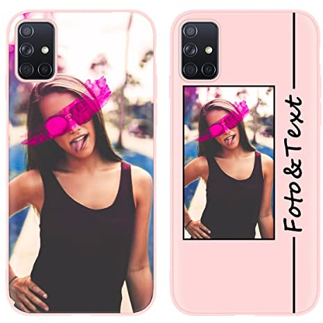 Yoedge Coque Personnalisée pour Samsung Galaxy A71 (4G) 6,7, Personnalisable Housse Étuis avec Photo Image Texte Etui, Mince TPU Silicone Antichoc Protection Custom Cover pour Samsung A71, Rose