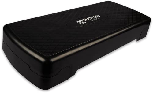 MATCHU - Step Fitness Reglable - Réglable en Hauteur 9 et 14 CM - Poids maximum : 200 KG - Surface Antidérapante - Plastique - Noir