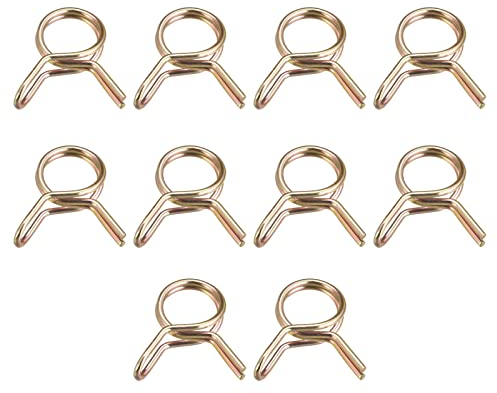 sourcing map Doppeldraht Federschlauchschelle, 10Stk.65Mn Stahl 6mm Innendurchm. Passt 6,7mm-7,3mm OD Schlauch Kraftstoffleitung Silikonschlauch Federklemmen, Farbe Verzinkt