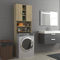 homiuse Waschmaschinenschrank Sonoma-Eiche 64x25,5x190 cm Waschmaschinenüberbauschrank Badschrank Waschküche Möbel mit 2 Türen / 9 Fächern Platzsparendes Modisches Design Robust & Langlebig