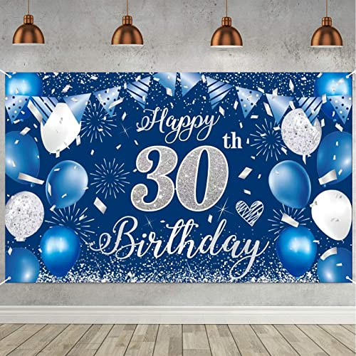 30. Geburtstag Banner Blau, Geburtstagsbanner 30, 30. Geburtstag Männer, 30 Geburtstag Hintergrund Banner, 30 Jahre Geburtstagsbanner für 30 Party Deko Männer Frauen