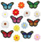 16 Stück Aufbügel-Patches: Blumen und Schmetterling Bestickte Flicken, Applikation zum Aufbügeln für Erwachsene und Kinder auf Jeans