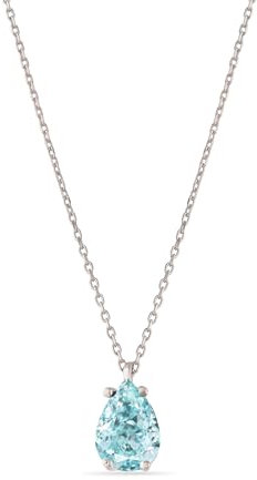 Einzelstück Halskette mit Tropfen Kristall Anhänger; 925 Sterling Silber, Rosegold, Gold (Azul Simple Silver)