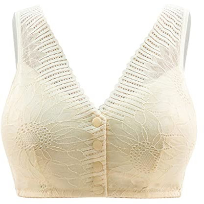 VaiKanhai Women's Push Up Bra with Padded Sexy Underwear Sexy Lingerie Bralette Without Underwire Sleeping Bra Comfortable Bralette with Moulded Cups Ice Silk Comfort Bra for Sleeping Yoga Bra, beige,