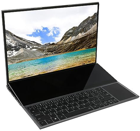 16 Zoll Laptop, Dual Screen Gaming Laptop mit 14 Zoll Touch Sub Screen, I7 Prozessor, 16GB DDR4, 2K FHD Display, Webcam, HDMI, WLAN, BT, 5000 mAh Akku, Windows 11