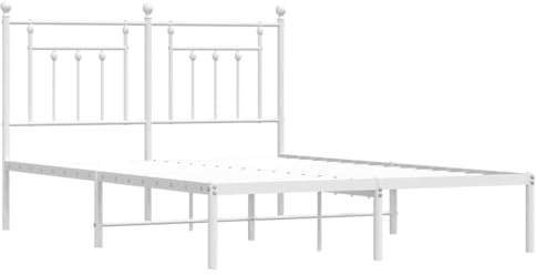 vidaXL Bettgestell mit Kopfteil Metall Weiß 140x200 cm