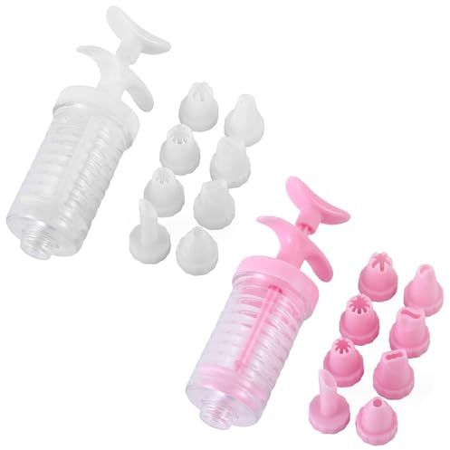 Niuhong 2 Pcs Seringue Décoration Ensemble Buses Décoration Seringue Gâteau Seringue Crème Seringue Glaçage Pâtisserie Accessoires Décorateurs Desserts Pour Gâteaux Biscuits Cupcakes Avec 16 Buses