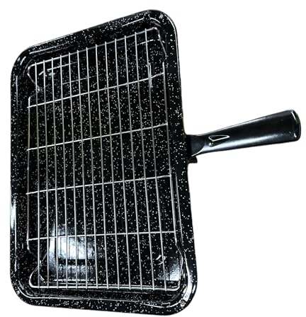 QUAILITAS Universal Oven Cooker Grill [2 Pieces/Black] – 285 x 275 mm Grill Rack with Pan & Detachable Handle, Oven-Safe Cake Pan with Grill Rack, Rectangular – Cooker Parts & Accessories