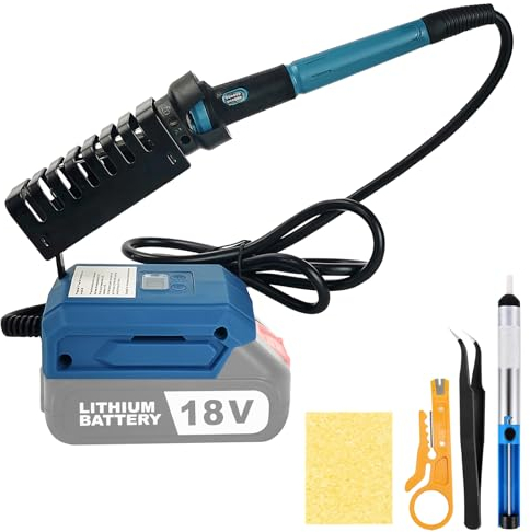Akku Lötkolben Set, Cordless Tragbar Lötkolben Kompatibel mit Makita 18V, Lötkolben Einstellbare Temperatur Elektronisches Löten Kit, für Elektrotechnik Reparaturen Heißschneiden Schweißen