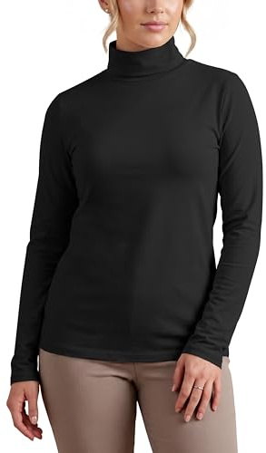 Love My Fashions® Women's Turtle Polo Neck Long Sleeve Plain Top Stretchy Pullover High Neck Ladies Black