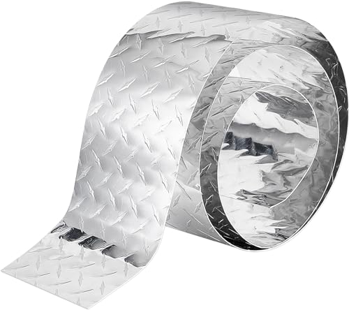 Lamiera diamantata in alluminio resistente, 15,2 x 248 cm, per rivestimenti murali, rimorchi, camper e altro (argento)
