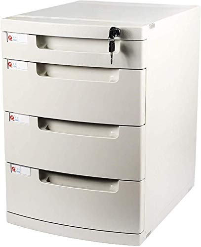 asdchZen Aktenschränke, 2/3/4/5-Lagige Aktenschränke, Desktop-Schloss, Kunststoff-Schubladen-Aufbewahrungsschrank-Organisation, Mit Schloss/Blanko-Etikett (4 Lagen)