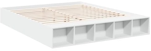 vidaXL Bettgestell, Bett mit Stauraum für Schlafzimmer, Bettrahmen mit Lattenrost, Schlafzimmerbett Doppelbett, Weiß 180x200cm Holzwerkstoff
