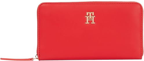 Tommy Hilfiger Portefeuille Femme Logotape avec Fermeture Éclair, Rouge (Primary Red), Taille Unique