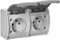 MIRATIC Double Prise Electrique 2x2P+T Prise Murale Double IP44 Prise Etanche Exterieur Version Francaise Couleurs au Choix Double Prise Exterieure Etanche (gris)