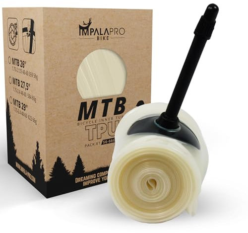 IMPALAPRO TPU Schlauch MTB 29, 27,5 und 26 Zoll, Ultraleicht (56-66g), kompakt und widerstandsfähig gegen Pannen, für Reifen 1.75-2.4 mit französischem Ventil Presta 45 mm (1 STK. 27.5'')