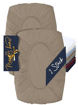 Marie´s Home 2er Pack Kissenbezug für Nackenstützkissen - Kopfkissenbezug für Nackenkissen - Spannbezug und Kissenbezug 1627.2372, M (35-40 x 55-60 cm), Sand