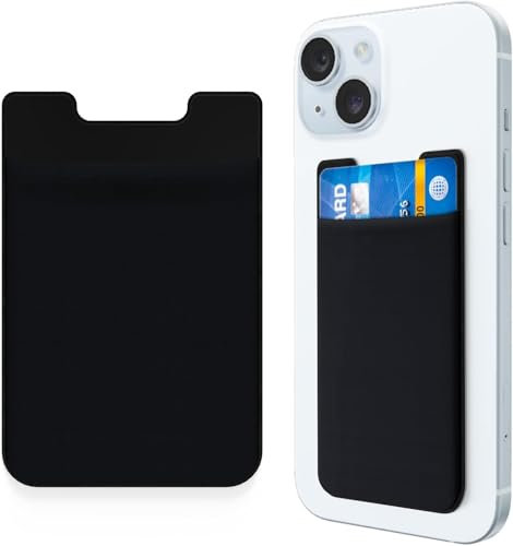 inaepeak 2 Stück Kartenhalter für Handy mit 3M Selbstklebend, Kartenhalter Stick On Wallet Sleeve, RFID Card ID Credit Card ATM Card Holder for Smart Phones, Black, Schwarz, 2er-Pack, Modern