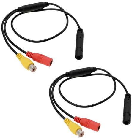 OTOTEC 2 Piezas Cable Adaptador para Cámara de Visión Trasera 4 Pines Macho A RCA CVBS Hembra Cable de Cableado de Video Longitud de 55,5 Cm Arnés de Señal de Cámara