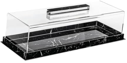 Colcolo Bakery Display Case Serving Tray Acrylic Rectangular Dessert Display Plate Dessert Cake Tray for Store Party Cupcake Cookie, Black
