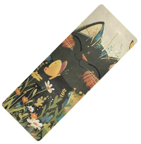 Yogamatte mit niedlicher Gartenkatze im Anime-Design, mit Tragetasche, für Hot Yoga, rutschfest, mit Yoga-Tasche, 180,3 x 66 cm