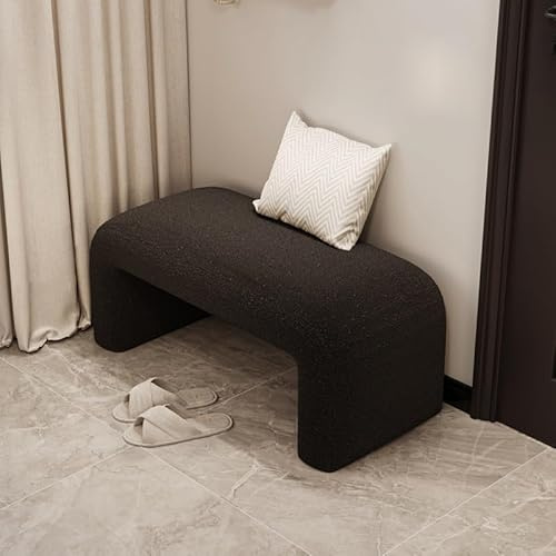 JIHAJU Entryway Bench with Ottoman, Modern Shoe Rack Bench for End of Bed, Living Room, Dining Room, Bedroom (Black, 120cm)