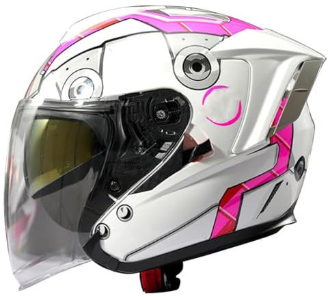 Casco Moto Jet Casco Scooter Con Doppia Visiera Fodera Confortevole Caschi Cromwell Casco Da Motociclista Certificazione ECE Adult Uomo Donna Casco A Scodella 15,XL:58-60CM