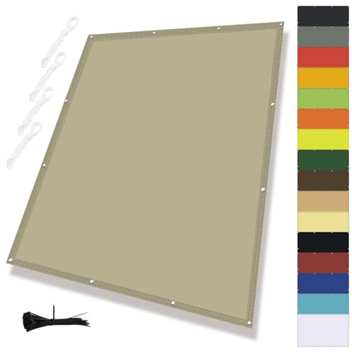 MENGH Rechter Winkel Sonnensegel,Sonnenschutz Garten mit Seil,Sonnensegel Wasserdicht mit ösen,Quadrat PES Polyester SonnenschutzDeko für Balkongeländer, Terrasse & Garten Khaki 5x7m