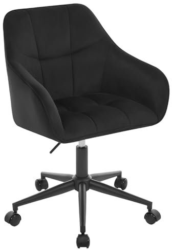 WOLTU Homeoffice Stuhl, Schreibtischstuhl, Drehstuhl, Schminkstuhl, höhenverstellbar, bis 150 kg belastbar, mit Armlehnen Samtsitz, für Schlafzimmer Büro Wohnzimmer, Schwarz BS145sz