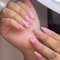 Irikdescia Lot de 24 faux ongles à coller, press-on nails de taille moyenne, couleur nude avec perles et nœuds, manucure française en amande, violet