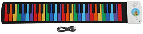 Klavier Aufrollen, mit 49 Schlüsseln Aufrollen, Klavier Tastatur, Hand Aufrollen, Klavier, 49-Tonnen-Klappklappklavier, Regenbogen, Elektronische Tastatur Roller für Anfänger,