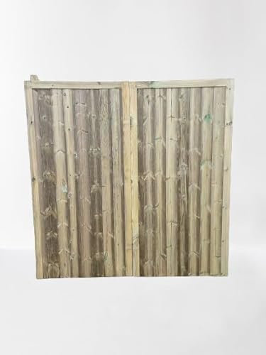 Doppeltes Einfahrtstor aus Holz, mit Schwingöffnung, Nut- und Feder-Design, Landhaus-Stil, 180 cm H x 180 cm B x 5 cm T