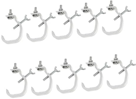 Ciieeo 10pcs Silver Aluminum Stage Light Clamp Hooks for LED Lamp Clamps, Adjustable Knob, Safe Mounting on Stage and Office Lighting
