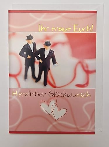 Michel Verlag Glückwunschkarte HOCHZEIT MÄNNER| Queer schwul, Karte gleichgeschlechtliche Trauung | Just married Liebe, Ehe & Hochzeitstag Mr & Mr | 12x17cm, Inkl. Umschlag, Made in Germany