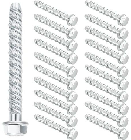 DAIRYCOF M6x75mm Concrete Screws, 20 Pack Flange Hex Head Concrete Bolts 75mm - Zinc Plated Steel M6 Self-Tapping Masonry Screws for Brick Wall, Outdoor Use in Decking, Fencing, Wood, Stone