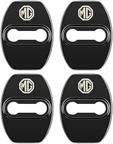 QIANGFAFA 4 Pcs Car Door Lock Cover for MG HS Trophy 2024 2025, Door Latch Protective Pad Lock Protector Shock Absorption Silent Guards Car Accessories,Black-A