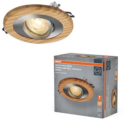 Osram Wood LED Spot GU10 Hell 4,5W Satin-Nickel Holz | Wood Spot GU10, Spot lights and ceiling spots, Satin Nickel, 120 mm dia, 25000 h, 1-Pack
