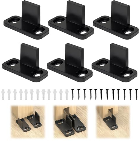 6 guía de puerta corrediza 45 x 20 x 24 mm, guía de suelo de puerta de granero, guía de puerta corredera de suelo multifuncional, anti-ruido resistente con tornillos para puertas correderas