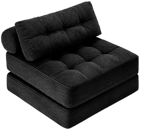 Klappbares Schlafsofa, 4-in-1-Wandelstuhlbett und Sitzsackcouch, platzsparendes Gästebett für kleine Wohnungen, Studentenwohnheime, Wohnzimmer und Schlafzimmer, keine Montage erforderlich (Schwarz)