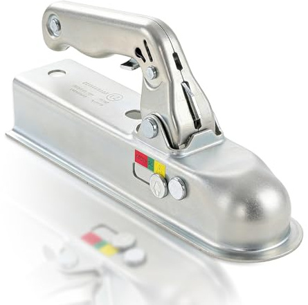 PORFOYO 50MM Aggancio per Rimorchio, 800kg Testina Aggancio per Traino,Gancio Traino Auto,Testina di Aggancio Traino Sferica per Tubo uQadrato,50MM,Artiglio di Aggancio,Gancio di Traino(Argento)
