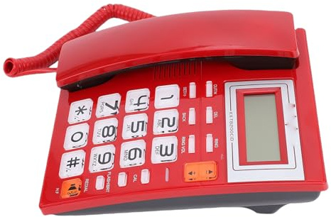 Tonysa Telefono Fisso con Filo Vivavoce con Display Trasparente e Pulsanti Grandi per L' Bianco (rosso)