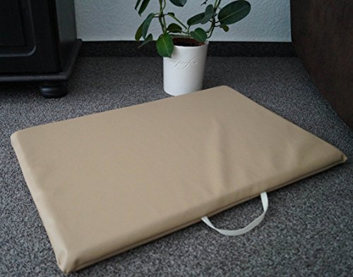 Hundebettenmanufaktur Hundematte Hundematratze Matte Kunstleder Schaumstoff 3 cm (120 cm X 80 cm, beige)