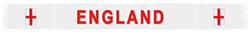 BRUBAKER Fan Schal England Dekoschal Satinoptik Weiß Rot mit Schriftzug England