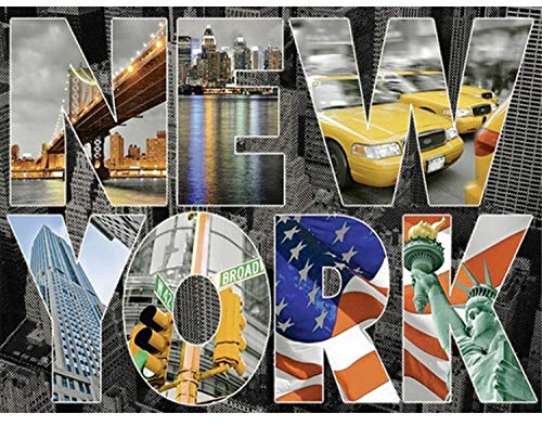 Florsol Diamant-malerei Full 5D DIY Diamond Painting New York Scenery 3D Diamond Painting Round Rhinestones Full Diamond Painting Embroidery 40x50cm