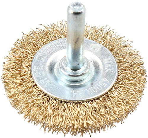 50mm 2 Wide Flat Steel Wire Brush for Drills Brass Coated Rust Paint Remover