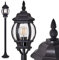 Außenleuchte Lentua, Wegeleuchte in antikem Look, Aluguß in Schwarz mit Kunststoff-Scheiben, Stehleuchte 120 cm, Retro/Vintage Gartenlampe, E27-Fassung, IP44, ohne Leuchtmittel