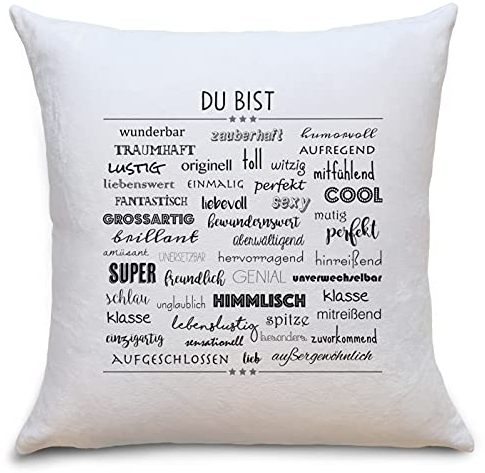 OWLBOOK Du bist | Geschenke für Frauen zum Geburtstag | Mama Geburtstagsgeschenk für Freundin| Ostergeschenke für Erwachsene | Kissen Polster mit Füllung 40x40